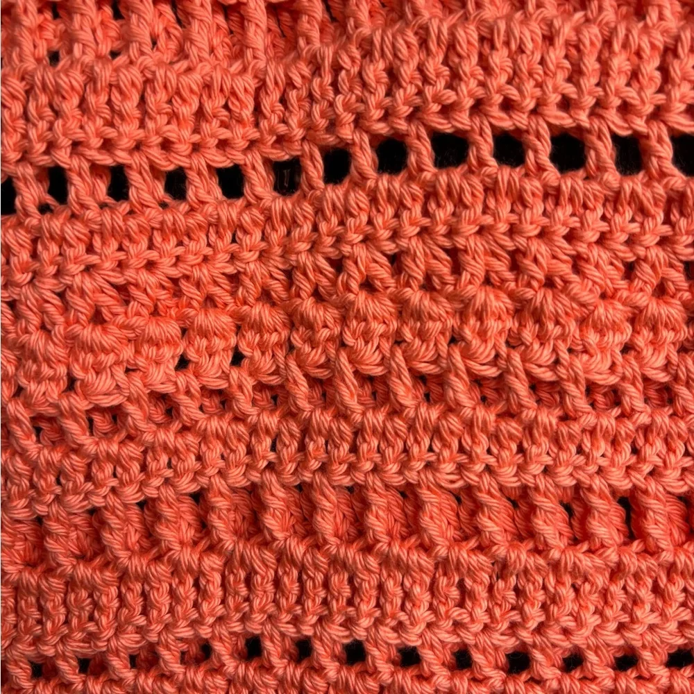 Elegant Coral Crochet Infinity Scarf - Picture 4 of 14